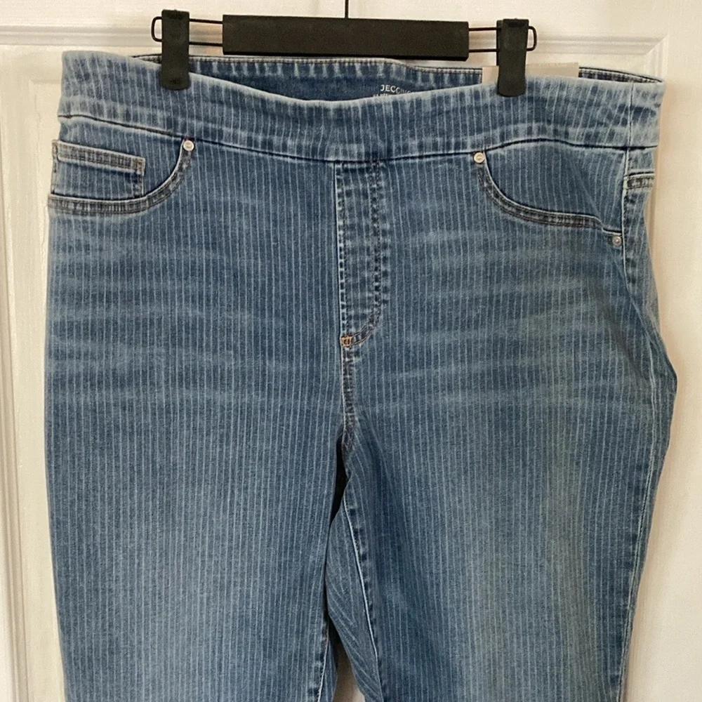 Chico's Blue Straight Leg Jeans leggings with Pinstripe Detail NEW size 3R / 16 - Picture 10 of 12